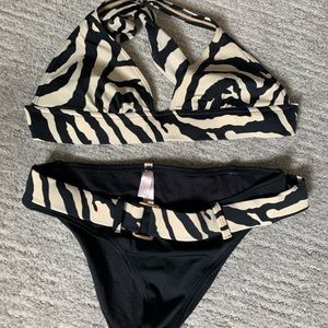 Push up zebra stripe bikini